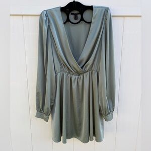 Forever 21 Sage Green Satin Mini Dress, Flowy, Romantic, Date Night,Party,Size L